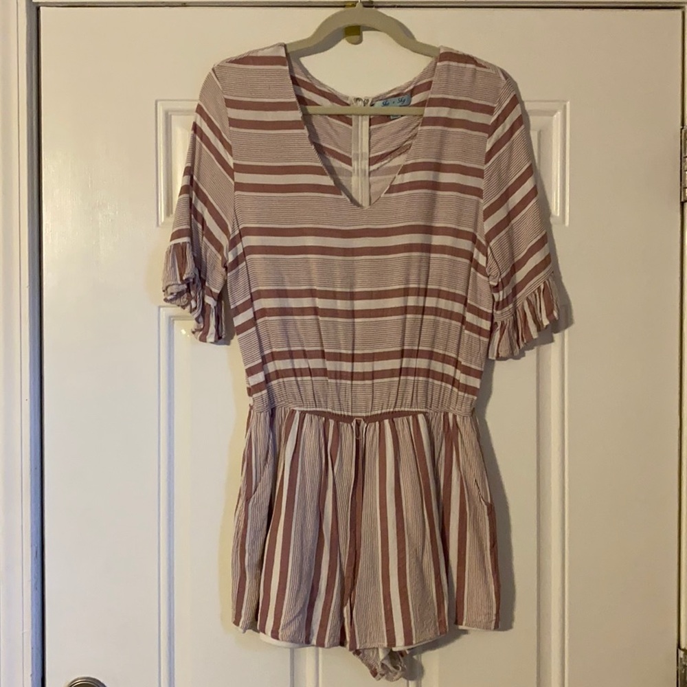 She + Sky Striped Romper